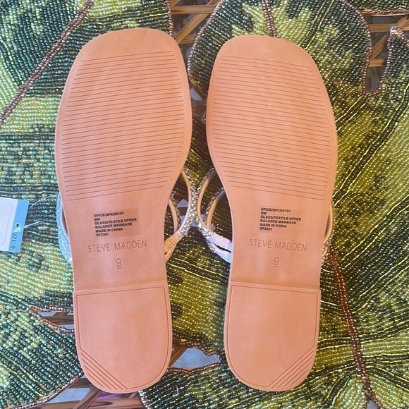 Brand New Steve Madden Glass Beaded Bling Multi Strap Slides  Slip On Sandals - Picture 13 of 15